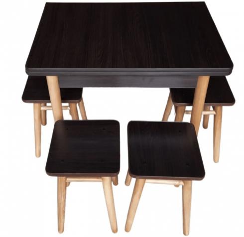 Розкладний обідній стіл з табуретками Конус "Венге"