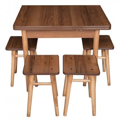 Розкладний обідній стіл з табуретками Конус "Горіх"