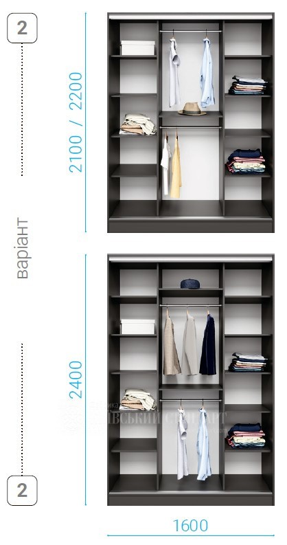 Шкаф купе Combi 1600mm foto 9