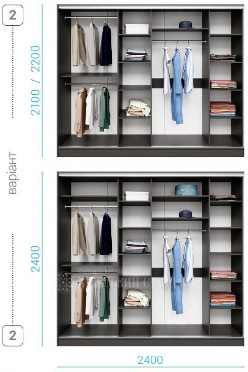 Шафа купе Standart 2400 мм 4Д foto 12