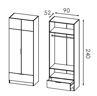 Шафа розпашна з видвижним ящиком Комфорт 900мм foto 3