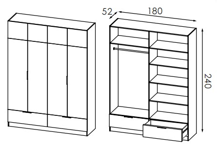 Шафа розпашна з видвижним ящиком Комфорт 1800мм foto 2