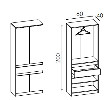 Шафа розпашна з видвижним ящиком Комфі 800мм foto 2