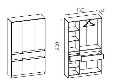 Шафа розпашна з видвижними ящиками Комфі 1200мм foto 2