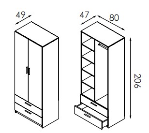 Шафа розпашна з видвижними шухлядами Анді 800мм foto 2