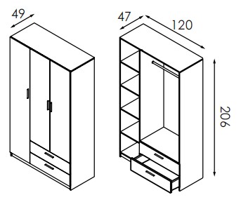 Шафа розпашна з видвижними шухлядами Анді 1200мм foto 2