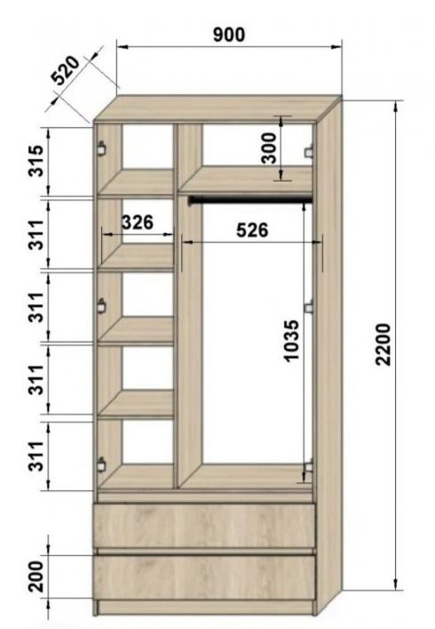 Шафа розпашна двухдверна Люкс 900мм foto 2