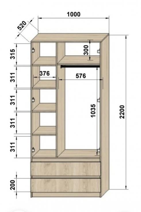 Шафа розпашна двухдверна Люкс  1000мм foto 3