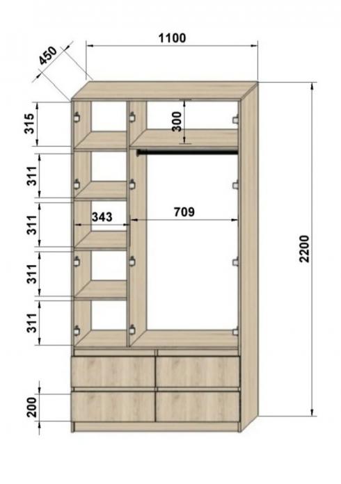 Шафа роспашна трьохдверна Люкс 1100мм foto 3