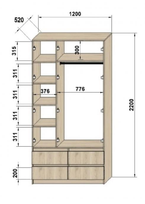Шафа роспашна трьохдверна Люкс  1200мм foto 2