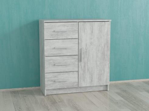 Комод на 4 шухляди і дверима А 93 бетон