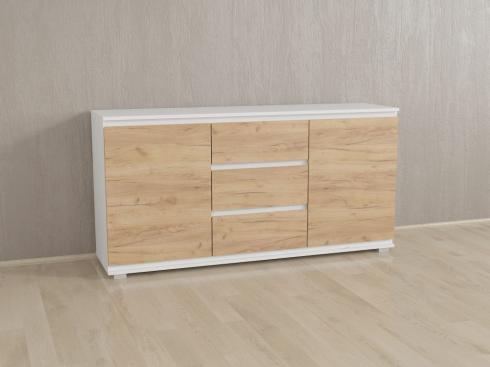 Комод без ручок Б3 Білий+Дуб Крафт