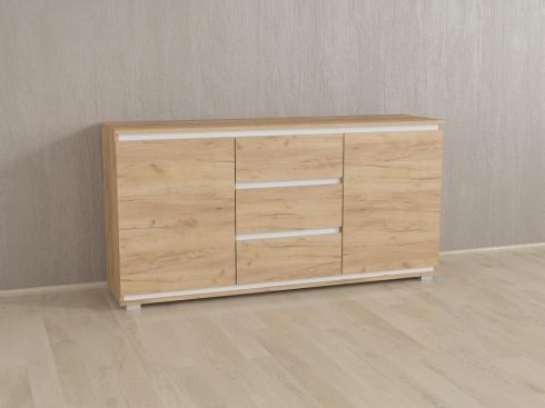 Комод без ручок Б3 Дуб крафт+білі планки