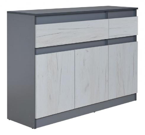 КОМФІ комод 120 сірий шифер + дуб крафт білий