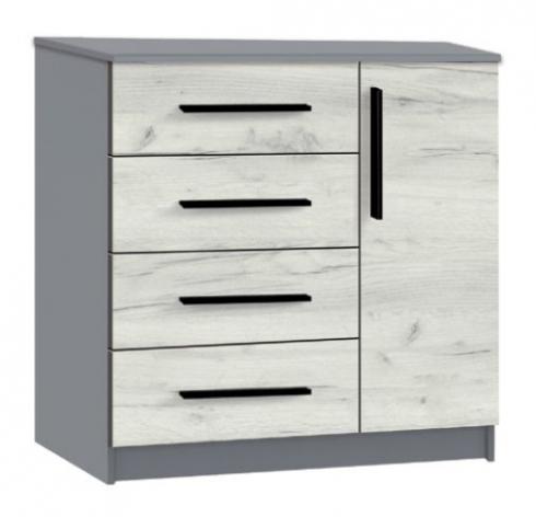 КЕНОН 4 + 1S комод сірий шифер+ дуб крафт білий