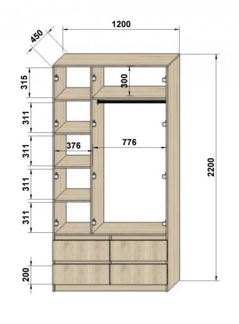 Шафа роспашна трьохдверна Люкс Ш1200мм*Г520мм*В2200мм foto 18