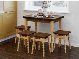 Роскладний обідній стіл з табуретками Горіх