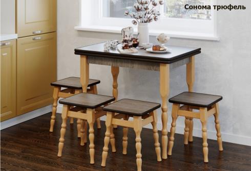 Роскладний обідній стіл з табуретками Дуб Сонома Трюфель