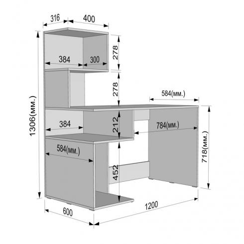 Стіл компюторний з полицями А-184 foto 2