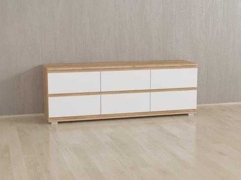 Тумба ТВ без ручок Б6 Дуб Крафт+Білий