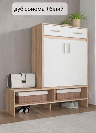 Тумба для взуття А-155 дуб сонома+білий