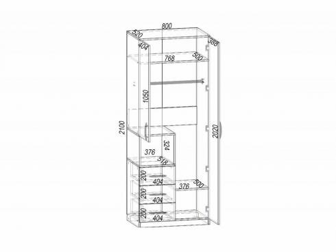 Шафа для одягу Tetris Т-1 Дуб Шамоні Світлий 800/520/2100 foto 4