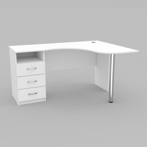 Стіл кутовий з шухлядами ОСК-4, Білий, 1500/1100/760