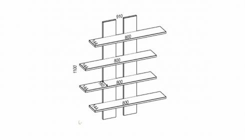 Полиця навісна ПН-6, Білий, 910/160/1100 foto 2