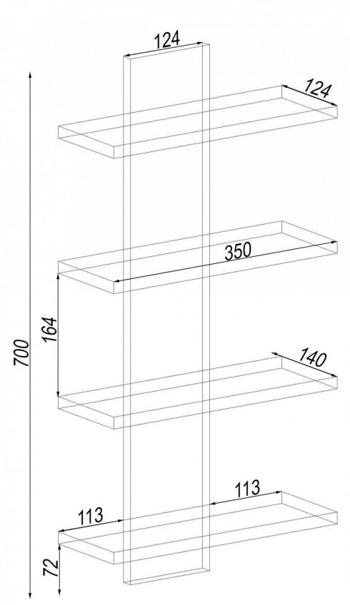 Полиця навісна ПН-5, Дуб Сонома, 350/140/700 foto 2