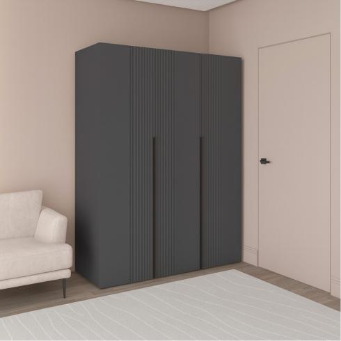 Шафа трьохдверна розпашна П-17 Антрацит+Асфальт