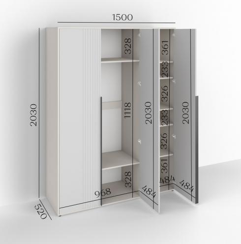 Шафа трьохдверна розпашна П-17 Антрацит+Лавандовий foto 2