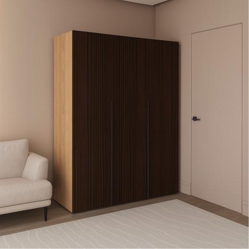 Шафа трьохдверна розпашна П-17 Дуб Крафт+Золота Лоза