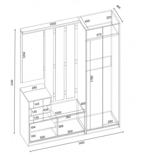 Передпокій SOLO 3 1600мм Дуб Сонома Трюфель foto 2