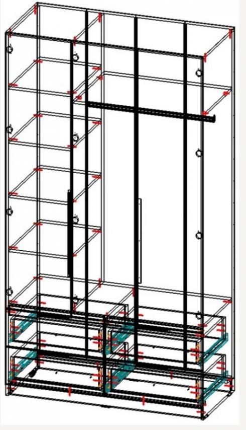 Шафа роспашна трьохдверна Еліт Ш1300мм*Г520мм*В2200мм foto 3