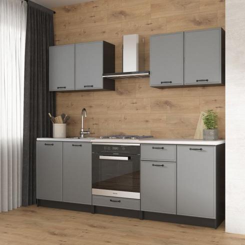 Кухня К-65 2.2м Чорний+Асфальт