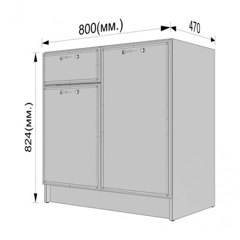 Тумба низ (комбі) 800мм, К-65 (без стільниці) Чорний+Камуфляж foto 3