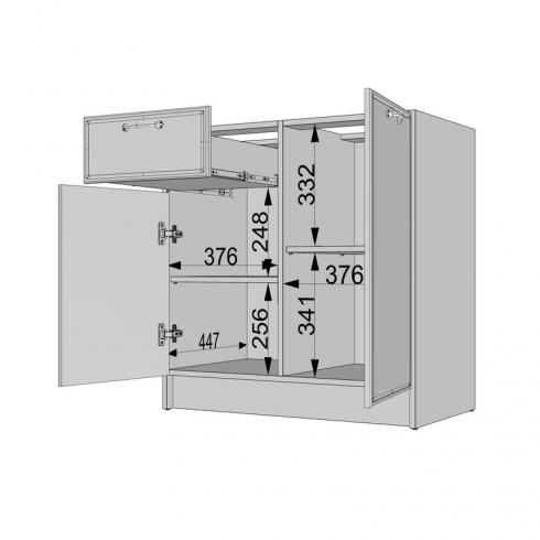 Тумба низ (комбі) 800мм, К-65 (без стільниці) Чорний foto 4