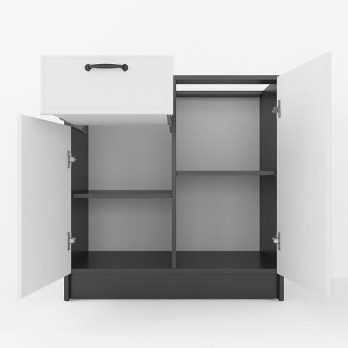 Тумба низ (комбі) 800мм, К-65 (без стільниці) Чорний+Білий foto 2