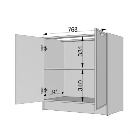 Тумба низ 800мм, К-66 (без стільниці) Білий+Асфальт foto 4