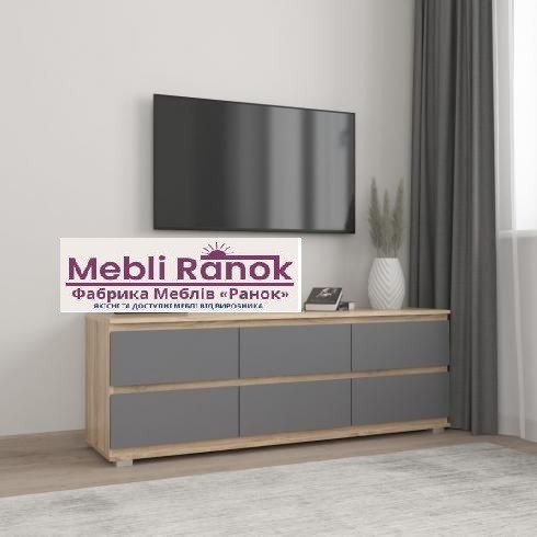 Тумба ТВ без ручок Б6 Дуб Сонома+Антрацит