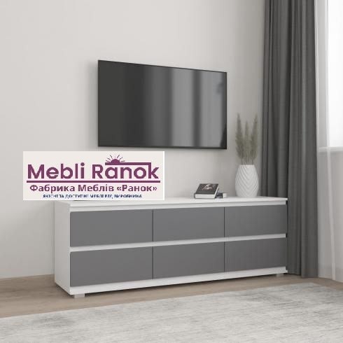 Тумба ТВ без ручок Б6 Білий +Антрацит