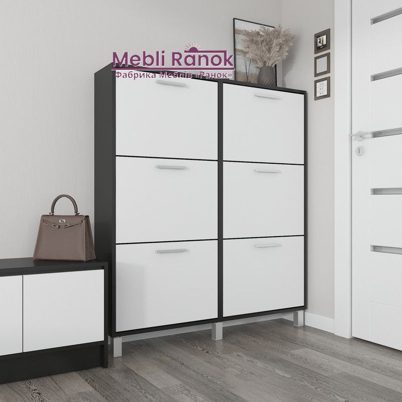 Взуттєва тумба А-164 чорний+білий