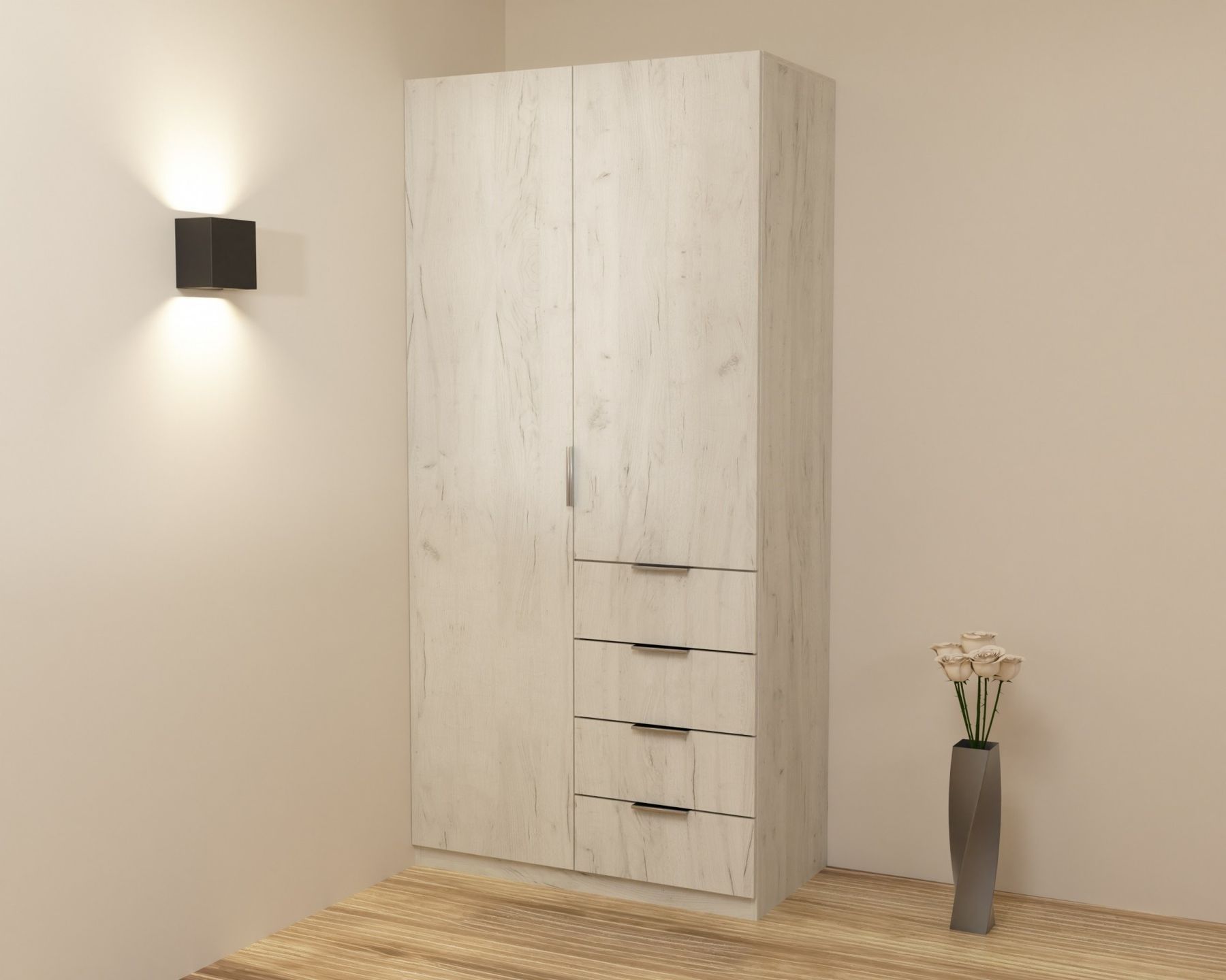 Шафа Крістал 1, Дуб Крафт Білий, 1000х520х2100