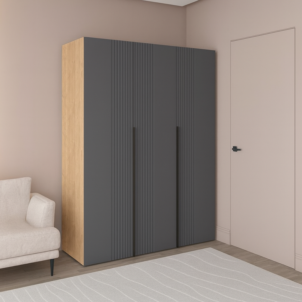 Шафа трьохдверна розпашна П-17 Дуб Крафт+Асфальт
