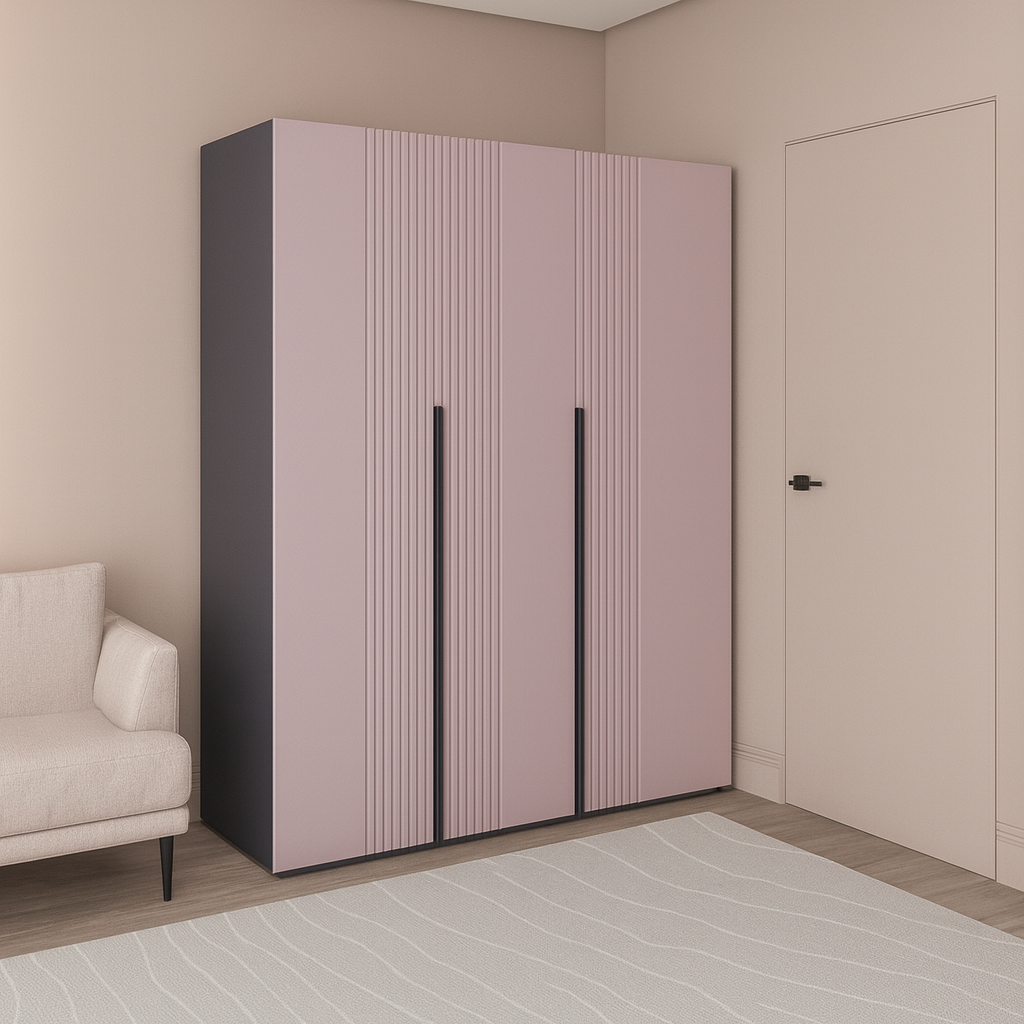Шафа трьохдверна розпашна П-17 Антрацит + Лавандовий