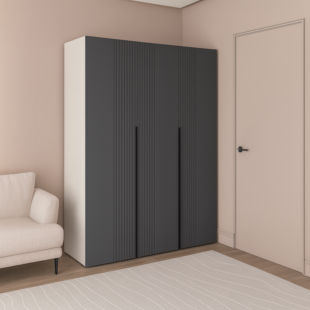 Шафа трьохдверна розпашна П-17 Кашемір+Асфальт