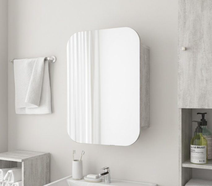 Прямокутне дзеркало з шафкою М-30, 70*50 Бетон