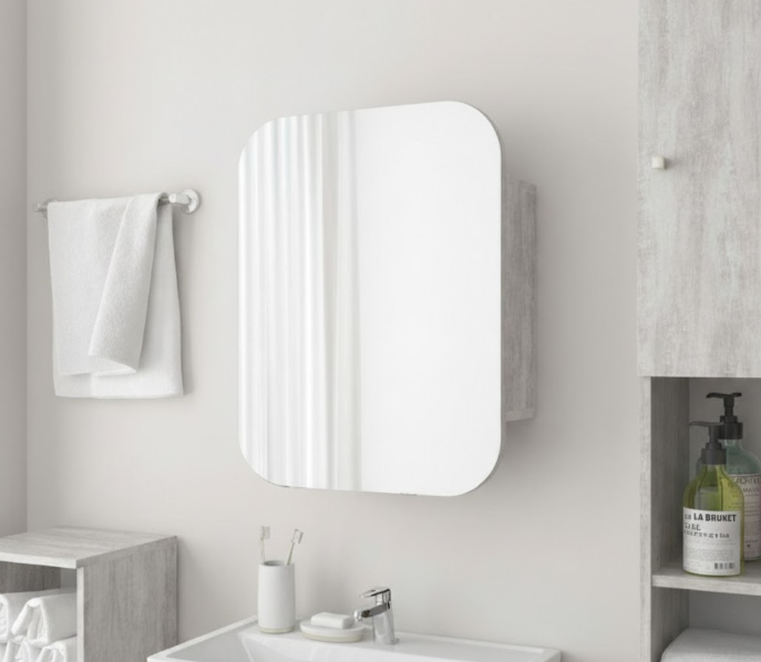 Прямокутне дзеркало з шафкою М-29, 65*50 Бетон