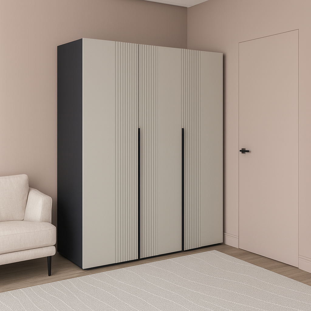 Шафа трьохдверна розпашна П-17 Антрацит + Кашемір