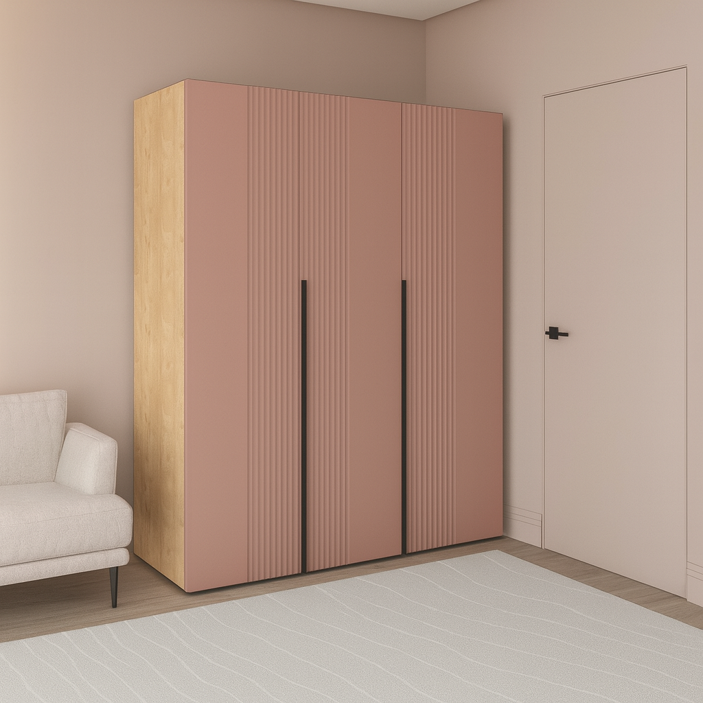 Шафа трьохдверна розпашна П-17 Дуб Крафт + Туманний Беж